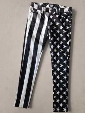 💋 Royal Bones by Daang Goodman Stars & Stripes Split Leg Skinny Jeans Size 9